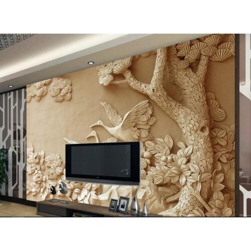 Embossed bird tree flower mural for living room home wall decor wallpaper-3d-for-walls papier peint mural 3d custom photo mural