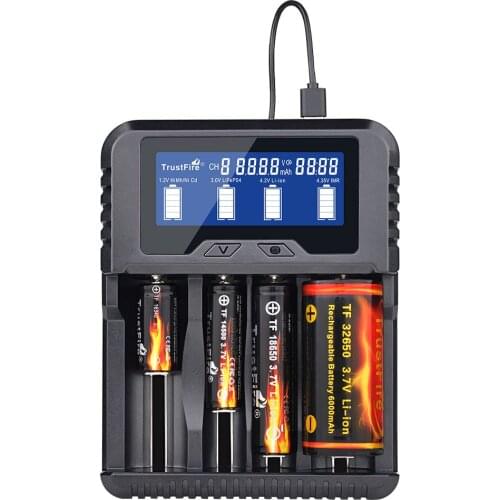TrustFire TR-020 lithium ion battery charger rechargeable power bank USB type C QC3.0 battery charger monitor