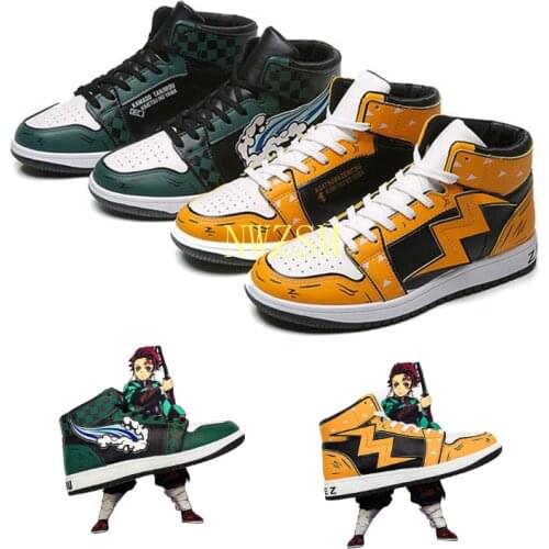 Unisex Kimetsu No Yaiba Agatsuma Zenitsu Shoes High-top Sneaker Demon Slayer Cosplay Kamado Tanjirou Jerseys Shoes