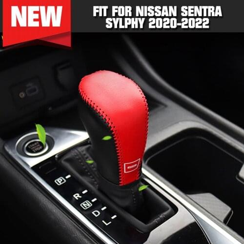 Genuine Leather Gear Head Shift Collars Shift Knob Protection Cover for Nissan Sentra Sylphy 2020-2022