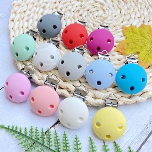 3PCS Round Shape Baby Pacifier Clip Soother Teether Anti Fall Silicone Holders Stainless Nipple Clamp Pacifier Clips