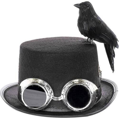 Feather Mini Top Hat Girl Felt Cosplay Hat Party Steam Punk Gear Hair Clip for Women Vintage Gothic Steampunk Accessories