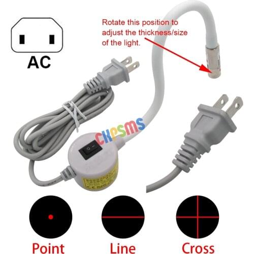 1PCS AC Plug Magnetic Base Gooseneck Red Positioning Laser Light FOR Sewing & Cutting Machine