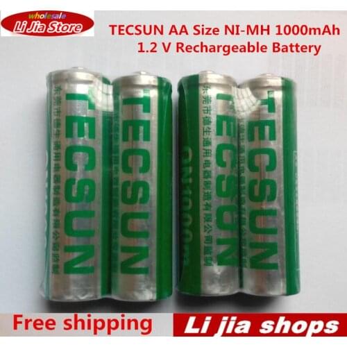 4pcs/ lot TECSUN AA Size NI-MH 1000mAh 1.2V Rechargeable Battery