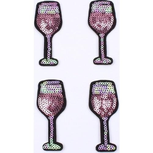 50pcs/lot Goblet Embroidery Patches Letters Clothing Decoration Accessories Diy Iron Heat Transfer Applique Sequin Patch