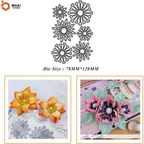 6Pcs Flowers Metal Cutting Dies Stencil DIY Cards Stencils Photo Album Embossing Paper Making Scrapbooking Knife Mold New