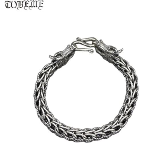 8MM Handcrafted 925 Silver Dragon Bracelet Good Luck Dragon Bracelet Thai Silver Dragon Man Bracelet Vintage Silver Jewelry Gift