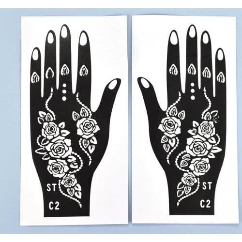 8 Sets Hand Tattoo Hollow Drawing Template Henna Stencil Temporary Body Art Sticker Wedding Tool India Flower Tattoo Stencil