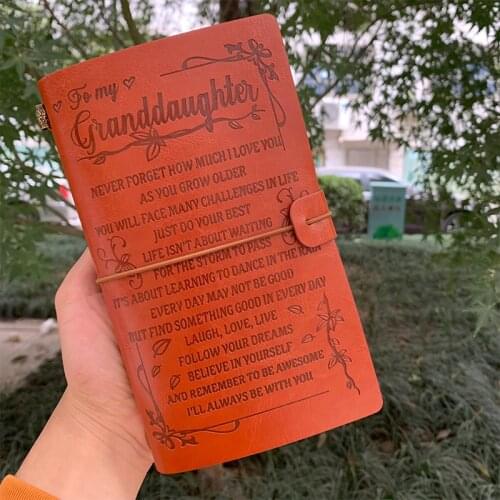 A6 Leather Cover Journal Notebook Diary To Daughter/Son/My Man/Wife/Mom/Dad/Grandson Traveler Notepad Birthday Gift