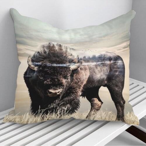 American Bison Throw Pillows Cushion Cover On Sofa Home Decor 45*45cm 40*40cm Gift Pillowcase Cojines Dropshipping