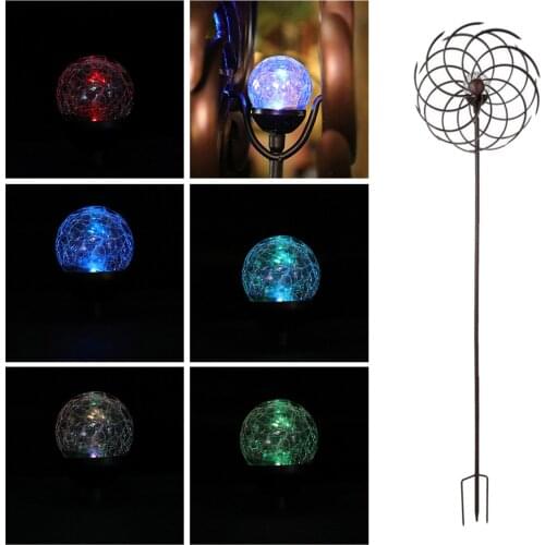 Bronze Iron Solar Powered Windmills Wind Spinner Led Multi-Color Lights Wind Sculptures Yard Yard Patio Terrace Decorative Art