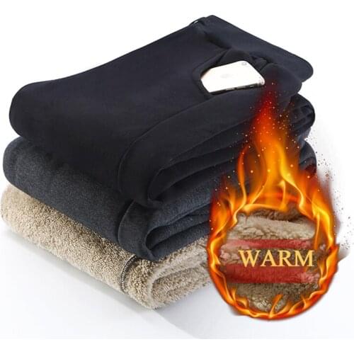 Winter Brand New Mens Fashion Wool Pants Cashmere Pants Men Thick Fleece Joggers Winter Super Warm Trousers Men Sweatpants