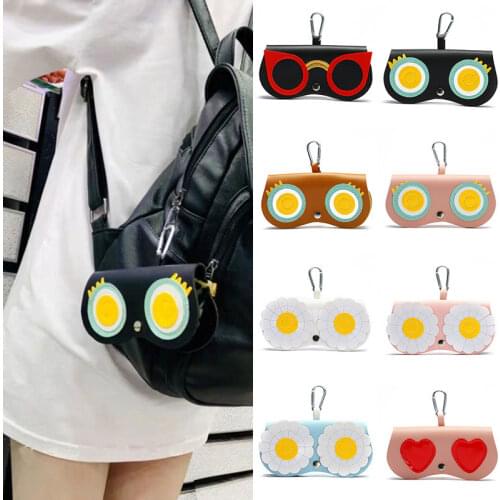 2021 INs Women PU Leather Cute Cartoon Eye Glasses Case Glasses Storage Protection Sunglass Box Portable Eyewear Pouch