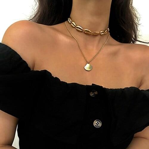 Choker Small Shell Choker Necklaces for Women Multilayer Long Chain Pendant Bohemian Beach Ocean Necklaces Jewelry Necklace Gift
