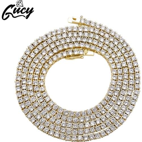 GUCY 35inch Long Tennis Chain Ice Cubic Zirconal Hip Hop Necklace Fashion Men And Women Jewelry Party Gift