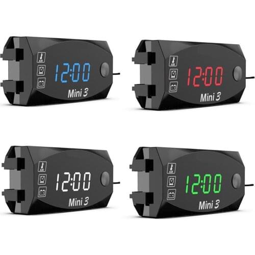 Electronic Clock 3 in 1 Universal Motorcycle Electronic Clock Thermometer Voltmeter Watch Display motorbike accessories