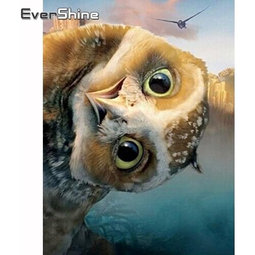 Evershine Diamond Embroidery Animal Full Square Diamond Painting Owl Cross Stitch Kit Diamond Mosaic Beaded Crystal Rhinestone