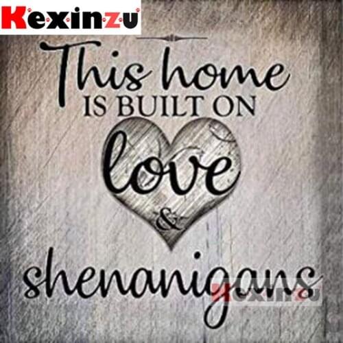 Kexinzu Full Square Round Drill 5D DIY Diamond Painting"Home love"3D Embroidery Rhinestone Cross Stitch 5D Home Decor X0877