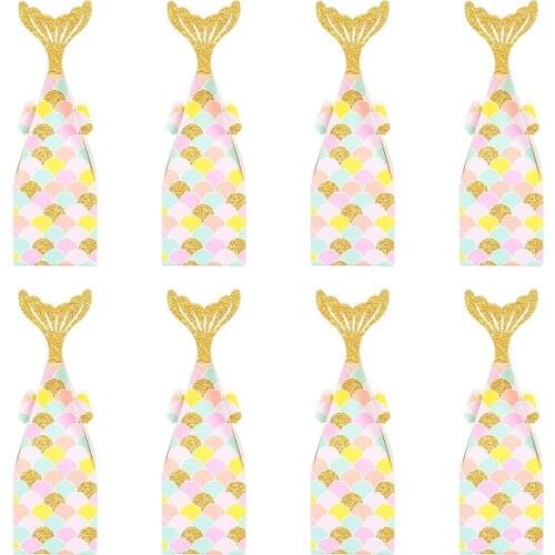 10Pcs Mermaid Tail Candy Box Kids Favor Mermaid Theme Birthday Party Gift Boxes For Baby Shower Wedding Decor Gift Packing Bags