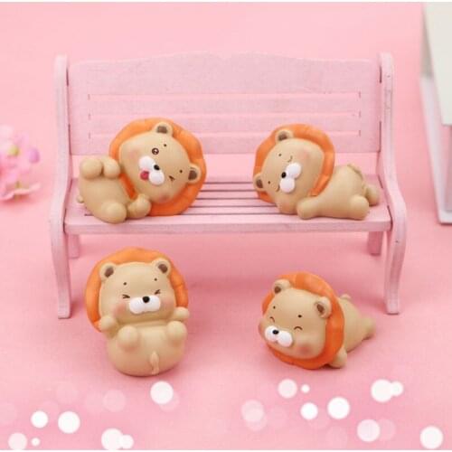 Cute Lion Figurines,Mini Statue,Sculpture,Cartoon Toys,Miniature,Resin Ornament,Birthday Gifts,Cake Party Decoration,Kawaii