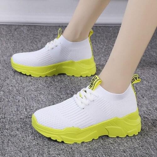 Ladies Vulcanized Shoes Air Mesh Breathable Solid Lace-Up Woman Sneakers Thick Bottom Fashion Classics Concise Female Footwear