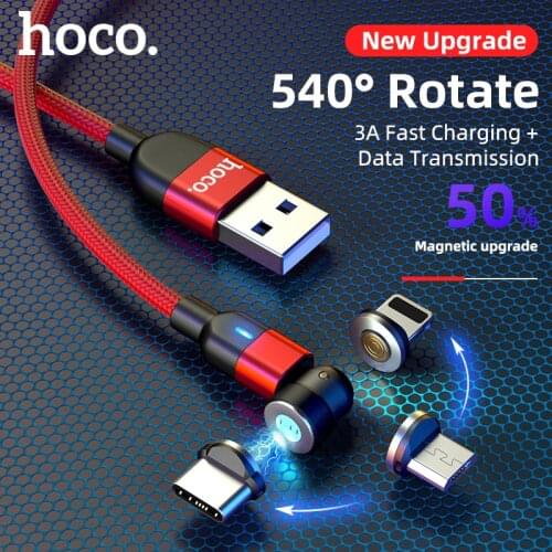 Hoco 540 Rotate Magnetic Cable Micro USB Type C for Xiaomi Mi 11 10 3A Fast Charging Wire Cord for IPhone 11 12Pro Max Data Cord