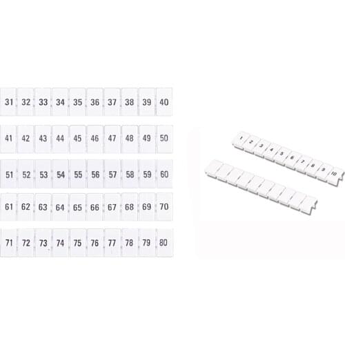 Zack Marker Strips ZB4 with Standard Numbering with Blank for UK1.5 and ST1.5 DIN Rail Terminal Blocks 10Pcs