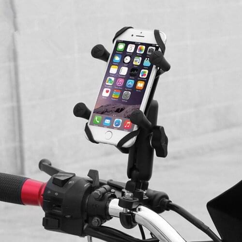 Metal Motorcycle Scooter Universal Mobile Phone Mount Stand Holder Bike Cradle for 4.7 to 6.8 inch Cellphone Smartphone GPS