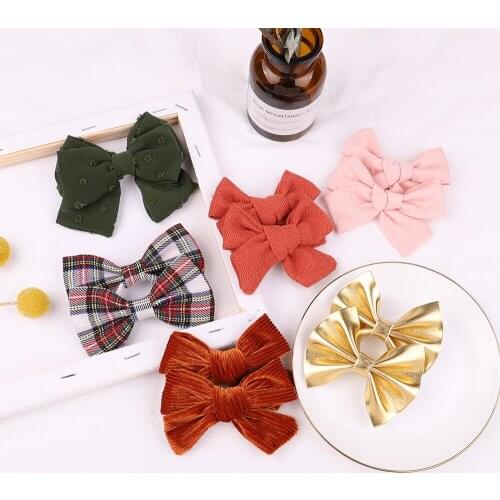 Lovely Plaids Print Bowknot Baby Girls Bangs Hairpins Fashion Sweet Kids Hair Accessories Princess Headwear Clothing Decoration