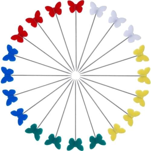 MIUSIE 100Pcs Dressmaking Pins Embroidery Patchwork Pins Butterfly Flat Head Dressmaking Needle DIY Sewing Accessories