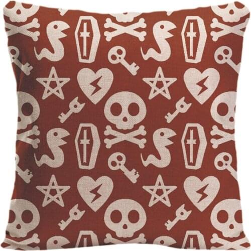 Skull Printed Cushion Cover Decorative Cotton Linen Throw Pillows Case For Car Sofa Seat By Lvsure Home Decoration