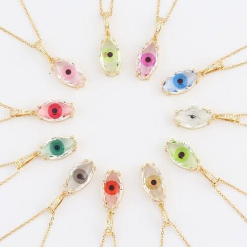 2021 New Turkish Crystal Evil Eyes Pendant Necklace For Womens Jewelry Gold Color Clavicle Chains Choker Necklaces collier