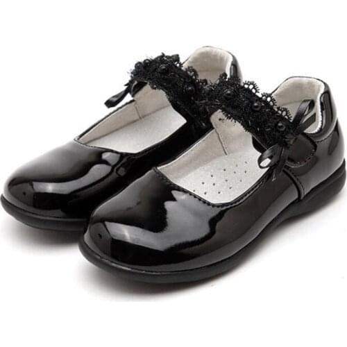 New Girls Leather Shoes Campus Single Show Shoes Flowers Soft Sole Round Toe Princess Shoes Wholesale