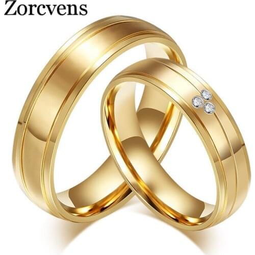 Modyle New Fashion Couple Ring 316l Stainless Steel Engagement Wedding Jewelry Gold-color for Women