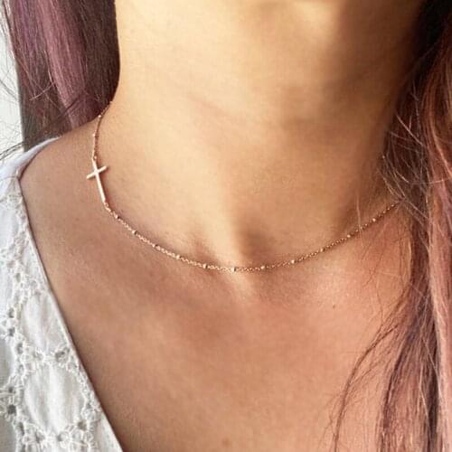 New style stainless steel metal direct sale fashion simple female Jesus cross pendant necklace jewelry holiday gifts wholesale