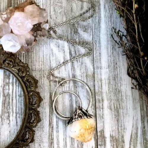 NM40015 Large Raw Citrine Necklace Pendant Big Crystal Necklace Silver Plated Freeform Yellow Stone Necklace Jewelry