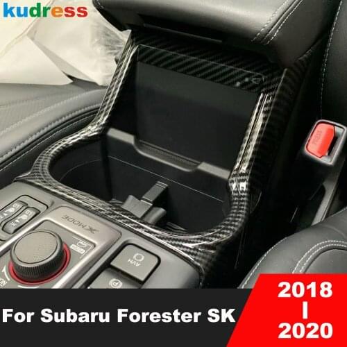 For Subaru Forester SK 2019 2020 Carbon Fiber Front Water Cup Holder Frame Cover Trim Decoration Frame Car Interior Accessories