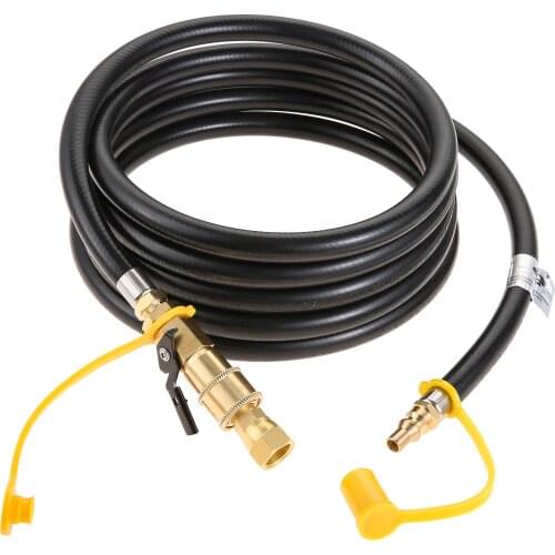 12 Feet 3/8" Female Flare Adapter with 1/4" Quick Disconnect Fitting Propane Extension Hose Connect Outdoor RV Trailer for Grill