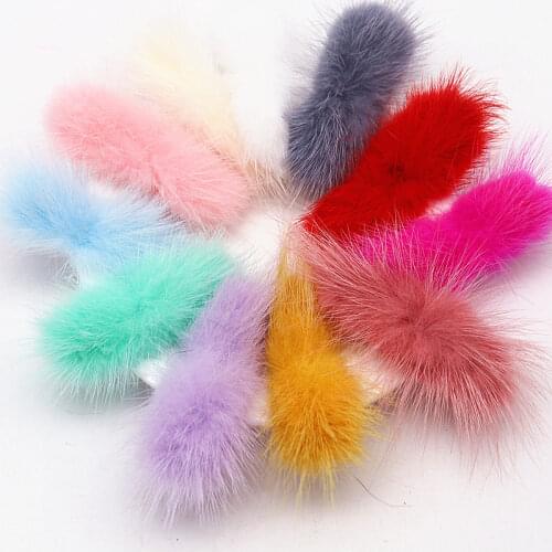 3*7cm Imitation Mink Pompoms Bowknot Fur Pompom for Sewing on Knitted Scarf Shoes Hats Fur Patches Diy Crafts Hair Accessories