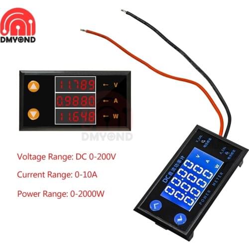DC 0-200V 10A 2000W LCD Digital Voltage Current Power Meter Tester Car Voltmeter Ammeter Wattmeter Volt Detector 4/5 Digit DC 5V