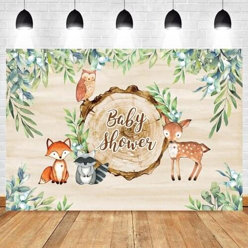 Safari Animal Wild One Woodland Newborn Baby Shower Birthday Backdrop Vinyl Custom Photography Background Photophone Photocall