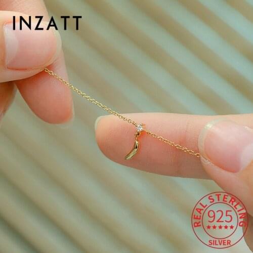 INZATT Real 925 Sterling Silver Zircon 14K Gold Chain Moon Bracelet For Women Punk Fine Jewelry Cute Accessories Drop Shipping