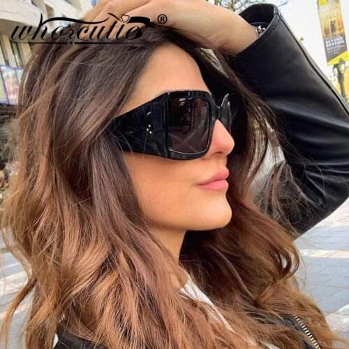 WHO CUTIE Vintage Oversized Sunglasses Women 2019 Brand Design Black Square Bold Thick Frame 90S Shield Sun Glasses Shades S126
