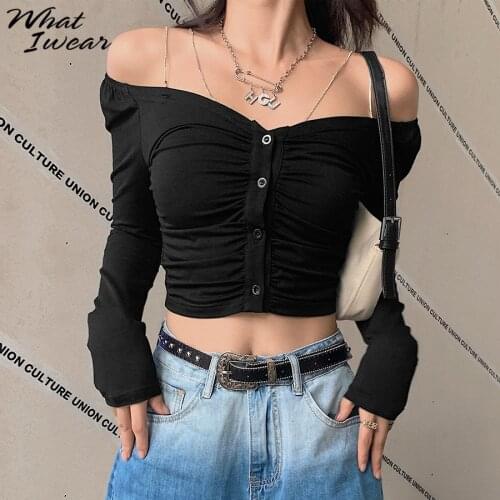 Women Knitted Top V neck Off shoudler sweatshirt Korean style with autumn women outfit kpop crop top female clothes hoody coats