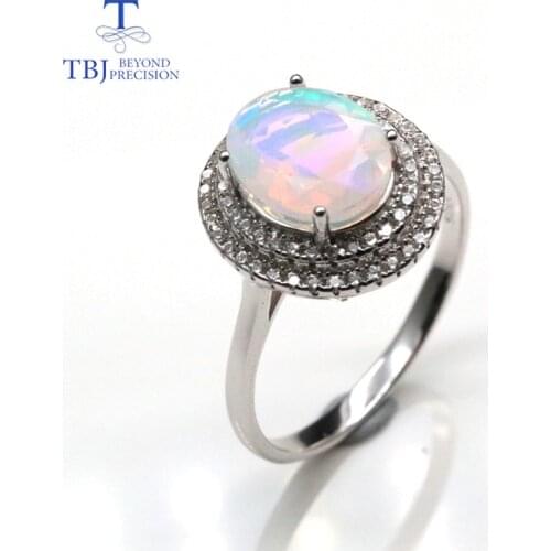 Nice colorful Opal Ring natural Gemstones oval 8*10mm fine jewelry 925 sterling silver for women party gift tbj promotion