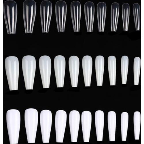 100pcs/bag Fake Nail Artificial Press on Long Ballerina Clear/Natural/white False Coffin Nails Art Tips Full Cover