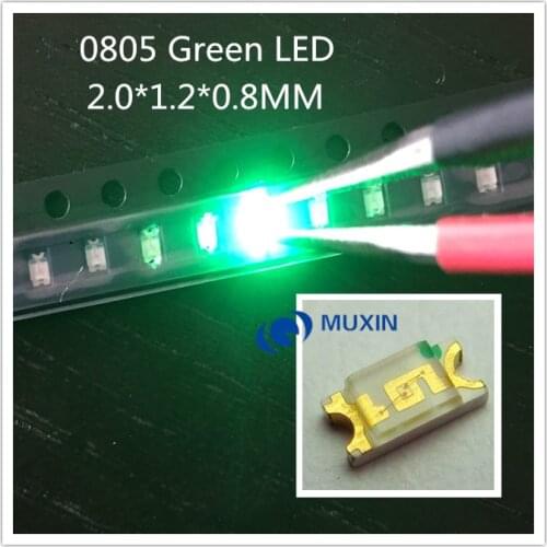 1000pcs Free shipping Green 0805 SMD LED diodes light Pure Green Emerald 520-530nm 3.0-3.4v