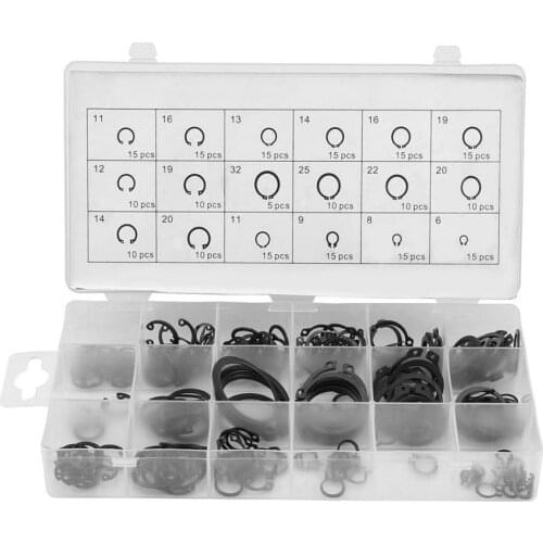 225pcs Circlips O-Ring Washer External/Internal Retaining O Ring Circlip Clip Washer Assortment Kit