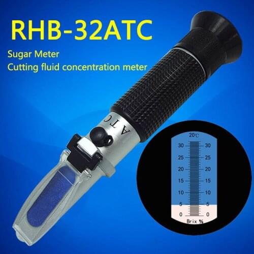 30pcs/lot Handheld Brix Refractometer for Sugar Beer Brix Test Optical 0-32% Brix Refractometer Meter RHB-32ATC
