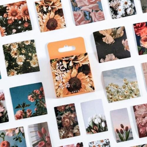 46Pcs/box Vintage Sunflower Stationery Sticker Scrapbooking Seal Creative DIY Diary Journal Decorative Adhesive Paper Supplies